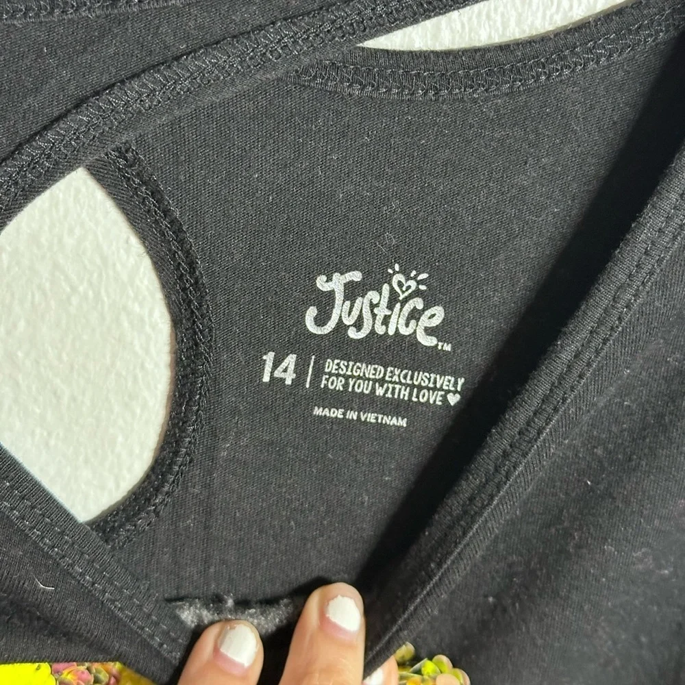 Justice girls Kids black sequin Emoji‎ longsleeve shirt size 14